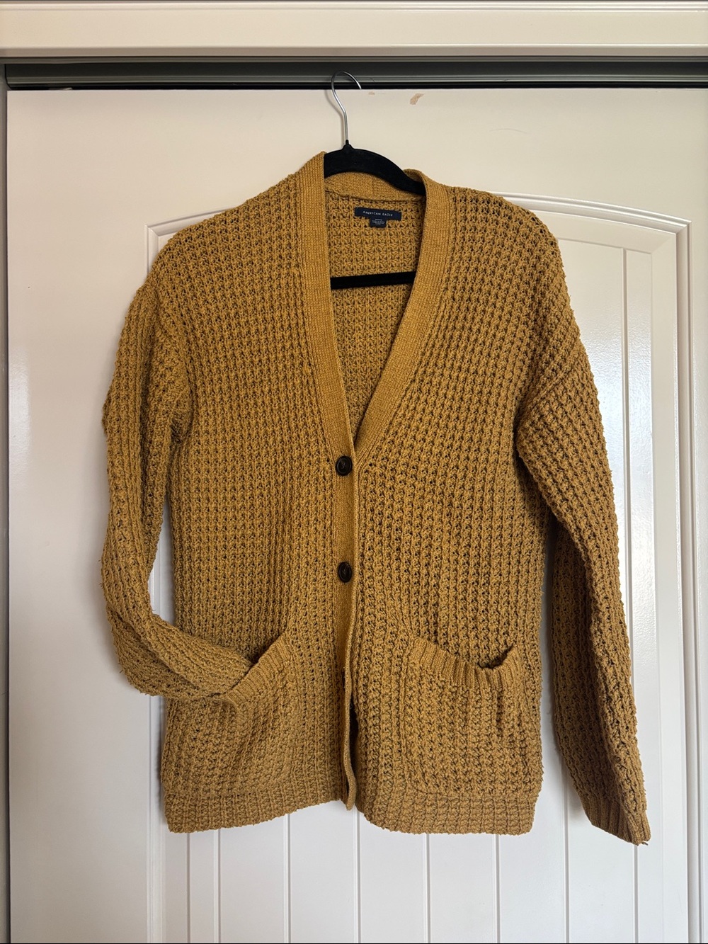 American Eagle Mustard Cardigan Sweater